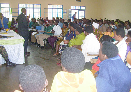 Byumba Sector Women and Youth representatives attending a workshop on Tuesday. (Photo: A. Gahene)
