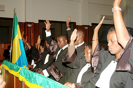 Some of the lawyers being sworn-in yesterday at the Supreme Court. (Photo / F. Goodman)