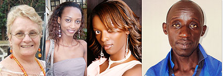 L-R : Shirley Randell ; Ninette Dusabe ; Josiane Uwineza, a.k.a Miss Jojo ; Sylvester Umwanawabo