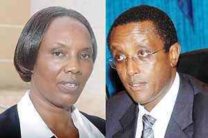 L-R : DEFENDED LAWMAKERS: Parliamentary Speaker Rose Mukantabana ; Senate president Vincent Biruta