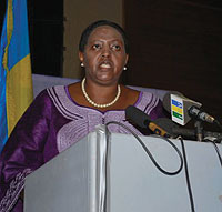 Rwandan High Commissioner to Tanzania, Fatuma Ndangiza ,delivers her speech in Dar-es-Salaam