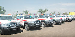 A fleet of the newly acquired ambulances by the Ministry of Health. The ministry intends to use ICT in monitoring these trucksu2019 whereabouts countrywide (File Photo)