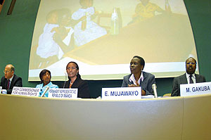 The Panel of speakers at the 16th Commemoration ceremony at the UN Geneva . 2nd from left is Navanethem Pillay with Amb. Venancie Sebudandi (Courtsey Photo)