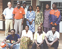 Kigali NGO directors- Jorgensen and  Rutajoga (left and 2nd left) together with  staff members. (Courtsey Photo)