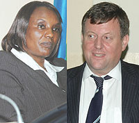 L-R : Parliametary Speaker Rose Mukantabana. (File Photo) ; EXTENDED INVITATION: British Ambassador to Rwanda Nicholas Cannon