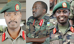 L-R : Lt. Gen. Charles Kayonga ; Lt. Gen. Charles Muhire ;Lt. Gen. Caesar Kayizari