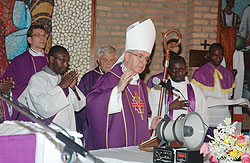 Mgr Ivo Scapolo conducting the Mass yesterday. (Photo/ F. Goodman)