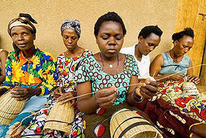 AVEGA Genocide widows making peace baskets.