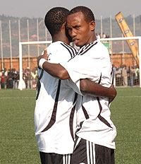 Former APR midfielder Djabir Mutarambirwa (facing camera) was also on target for Atraco in the MTN Peace Cup match against Pepiniere. (Net photo)