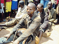 NABBED:Some of the suspects being  paraded before residents. (Photo: S. Rwembeho)