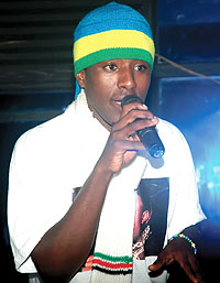 Alpha Rwirangira in one of his gigs.