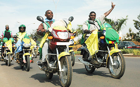 The National Electoral Commission (NEC) yesterday trained 100 motorcyclists in Kigali City on the forthcoming presidential elections. (File photo)