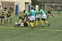 Rwandau2019s Silvervacks (R) in action during the Hong Kong 10s. Rwanda hopes to become an associate member of the IRB (File photo)