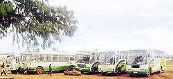The buses which were impounded in Huye district. (File photo)