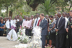 Employees of Banque Polulaire du Rwanda paying their respect to the victims of the 1994 Genocide against the Tutsi at Kigali Memorial Centre, Gisozi (Photo; F. Goodman)