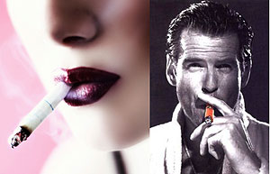 L-R : not cool at all ; Even boys smoke to u2018looku2019 as cool as James Bondu2019s Charles Brossnan