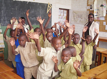 Teacher Eugenie Baziki with the enthusiastic class of the deaf and dumb (file photo)