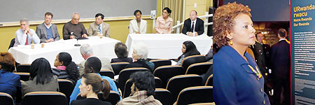 L-R : The diverse panel at the Tufts University genocide commemoration event. (Courtesy Photo) ; Governor-General Michaelle Jean visits the Kigali Memorial Centre in Rwanda on April 21, 2010. 