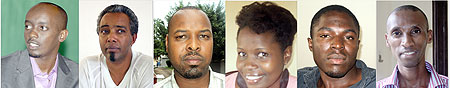 L-R : Kim Kimasa ; Albert Rudatsimburwa ; Augustine Mulindwa ; Chaka Immaculate ; Uncle Austine ; Thadeo Gatabazi