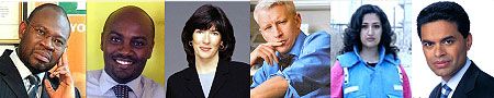 L-R : Daniel Tineye Makokera ; Andrew Mwenda ; Christiane Amanpour ; Anderson Cooper ; Katia Nasser ; Fareed Zakariya.
