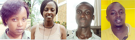 L-R : Uzaramba Marie Florence ; Passy Uwiringiyimana ; Robert Kwefuga ; Robert Ndoli.