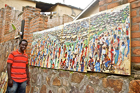 Jean Bosco Bakunzi has grown to become one of Rwandau2019s talented painters. (All photos / Amir Demeke)