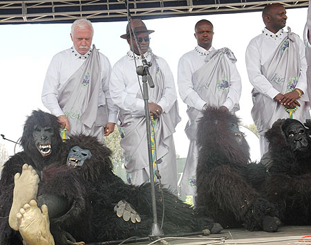 Officials attending last yearu2019s Gorilla Naming Ceremony. A couple of baby gorillas will next month miss the naming after they succumbed to bitter weather in their habitat (File Photo)