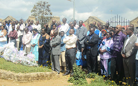 RDB officials  join various leaders and residents to pay tribute to Ruhango Genocide victims. (Photo: D. Sabiiti)
