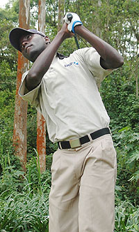 Ruterana eyes his shot in a past Kigali Golf Club competition. The professional is still chasing for his maiden win this year. (File Photo)