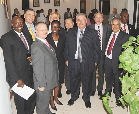 Minister Mushikiwabo (c) with some of the Ambassadors (Photo F. Goodman)
