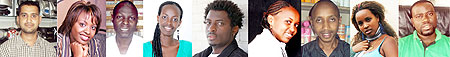 L-R : Masudana Mehmud ; Miss Tonzi ; Safari Kasereka  ; Clarisse Nshuti ; Collin Sekajugo ; Colombe Ituze  ; Amour Uwamahoro ; Kitty Amanda ; Emmanuel Habimana.