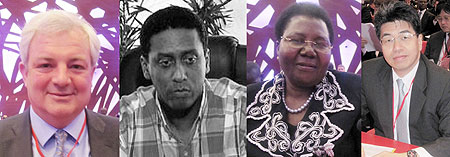 L-R : Stephen Ou2019Brien ; Danny Faure ; Syda Bbumba ; Nobumitsu Hayashi.  