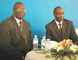 Dr. Aboulie Dodou Jack (R) with Dr.  Minister Richard Sezibera yesterday (Photo; F. Goodman)