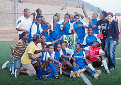 WINNERSu2019 SMILE: AS Kigali players celebrate after being crowned champions at Nyamirambo stadium. (Photo: F. Goodman) 