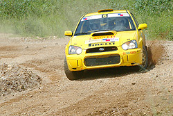 Giancarlo negotiates a corner during the 2008 Irushanwa rally at Gahanga. The rally ace will be back at it this afternoon. (File photo)