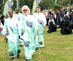 Officials who participated in the Gorilla naming over the weekend. A new report has sounded more concerns of the gorillasu2019 extinction (Photo J Mbanda)