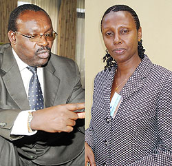 L-R : Francois Kanimba, the Central Bank Governor ; Consolate Rusagara, the Director Financial Systems Department at the World Bank 