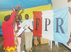Some of the new RPF party members take their oath of allegience. (File photo)
