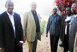 Dr Richard Sezibera on arrival at the National University of Rwanda, on his left is Prof Silas Lwakabamba (Photo P Ntambara)