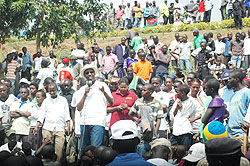 Youth Minister Protais Mitari adressing the youth yesterday.(Photo: F. Goodman)