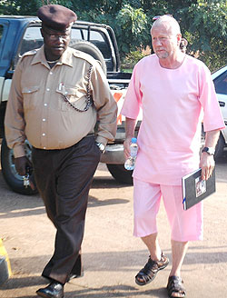 American lawyer Peter Erlinder arriving at the court house yesterday (Photo; F. Goodman)