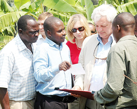 Minister Stephen Ou2019Brien (2nd R) with Nkurunziza , Joy Hutcheon Eastern & central Africa Director DFID yesterday.