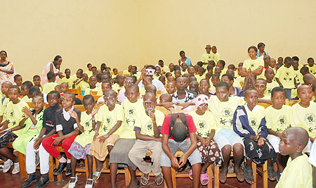 A cross section of children who turned up for the celebrations at Kimisagara Youth Centre yesterday  (Photo / F. Goodman)