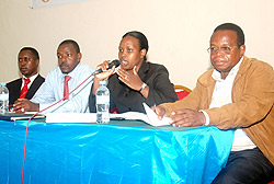 From Left, Desire Ndwaniye, Dr. Ndambe Nzaramba, Jackline Murekatete and Innocent Niyonsaba during the meeting yesterday (Photo; F. Goodman)