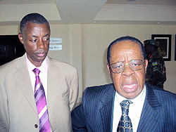 Gen Kabarebe and Mwando Nsimba, DRC defence minister speaking to the media. (Photo R Mugabe)
