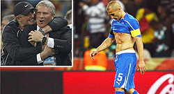 Fabio Cannavaro shows his dejection as he walks off the pitch, (Inset) The draw keeps Ricki Herbertu2019s side on level points with Italy and now need a win against Paraguay to make the second round for the first time