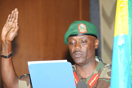 Lt Gen. Fred Ibingira was sworn in as the Reserve force Commander on Friday. (Photo J Mbanda)