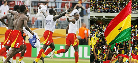 The Ghanian Black Stars celebrate their famous victory