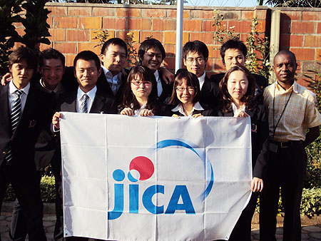 The ten Japanese volunteers posing for a photo (Photo/Fred Ndoli)