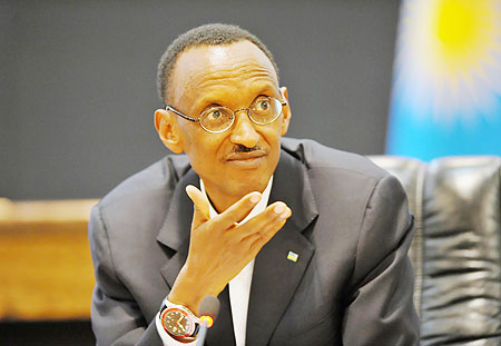 President Kagame during the press conference yesterday (Photo Urugwiro Village)